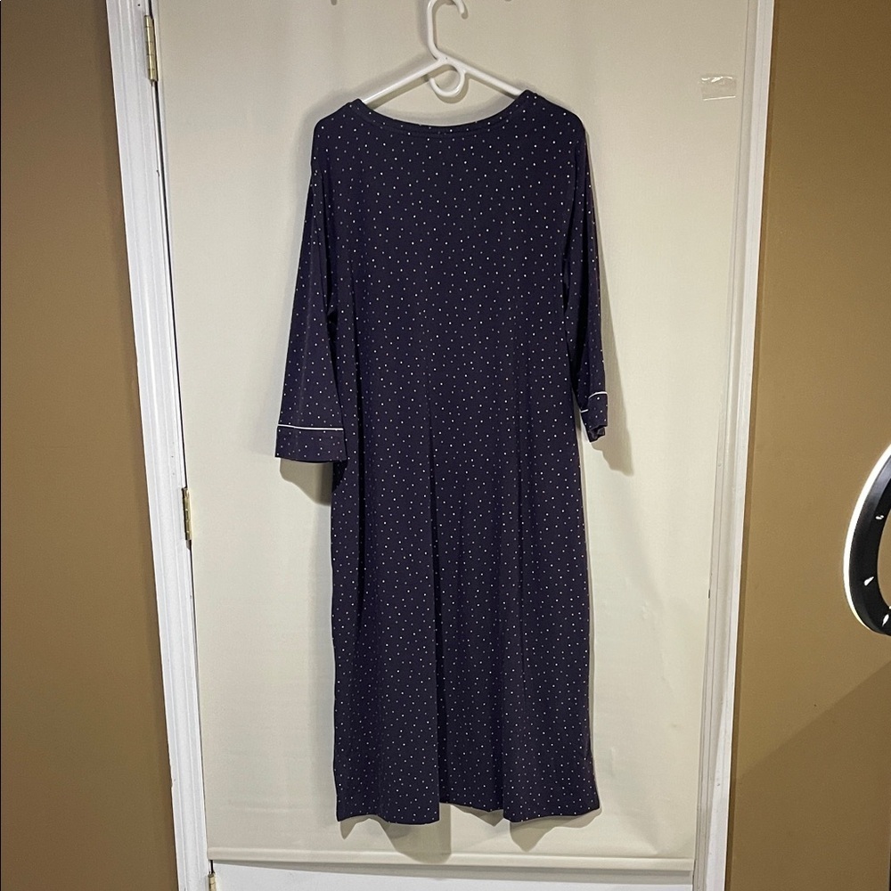 NWOT Soma Navy, Crew Neck, 3/4 Sleeve Nightgown with Polka Dots Size XL - Picture 10 of 12